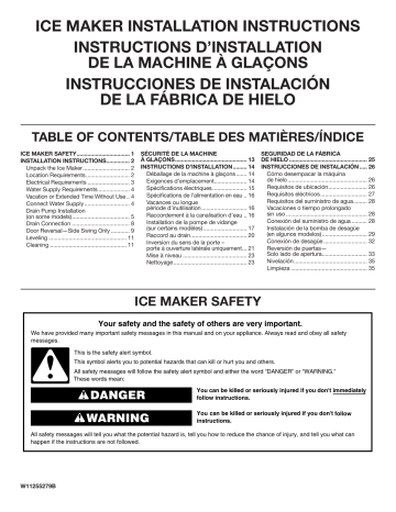 Whirlpool WUI75X15HZ Ice Maker Installation Instructions | Manualzz Whirlpool WUI75X15HZ Ice Maker Installation Instructions | Manualzz