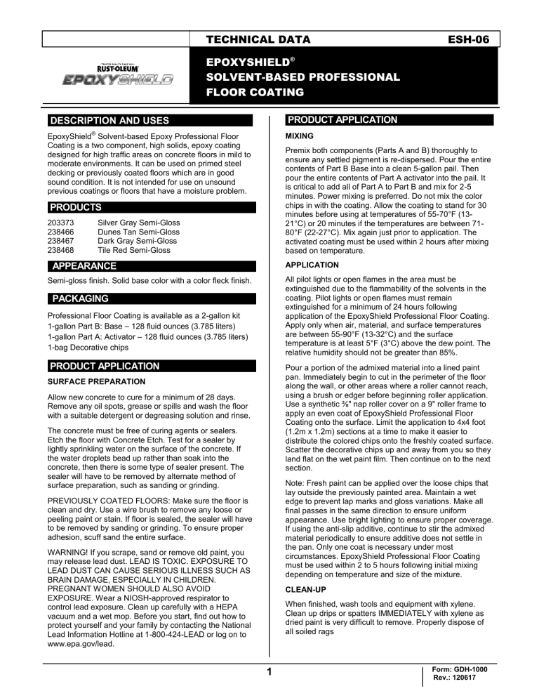 Rust-Oleum EpoxyShield 203373 User manual Rust-Oleum EpoxyShield 203373 User manual