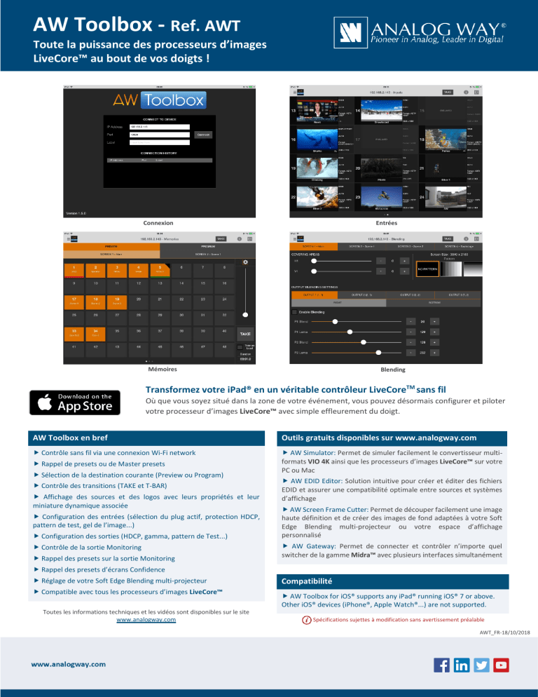 Analog way AW Toolbox Datasheet Analog way AW Toolbox Datasheet