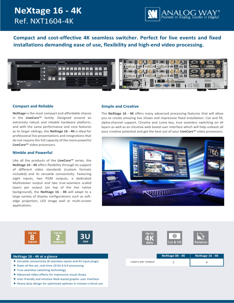 Analog way NeXtage 16 Datasheet Analog way NeXtage 16 Datasheet