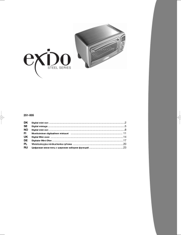 Exido Steel 251-005, Digital Mini-Oven 251-005 Product Manual Exido Steel 251-005, Digital Mini-Oven 251-005 Product Manual