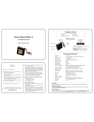 Digital Foci Pocket Album OLED 1.5 PAO-150 Quick Start Manual | Manualzz Digital Foci Pocket Album OLED 1.5 PAO-150 Quick Start Manual | Manualzz