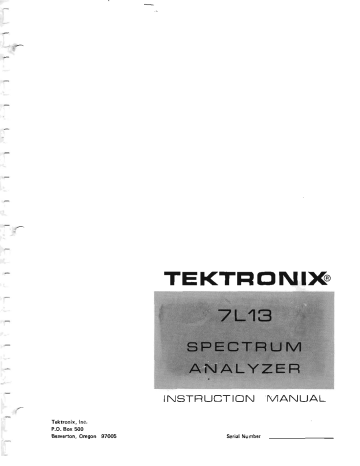 Tektronix 7L13 Instruction manual Tektronix 7L13 Instruction manual