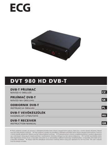 ECG DVT 980 HD DVB-T Instruction manual ECG DVT 980 HD DVB-T Instruction manual