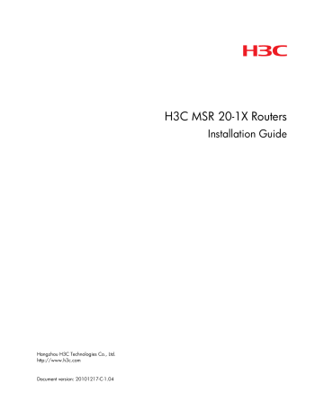 H3C MSR 900 Series, MSR 20-1X Installation manual H3C MSR 900 Series, MSR 20-1X Installation manual