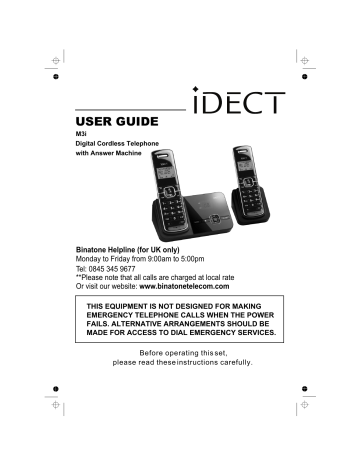 Binatone iDECT M3i User manual Binatone iDECT M3i User manual