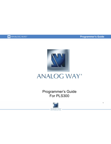 Analog way PLS300 User manual Analog way PLS300 User manual