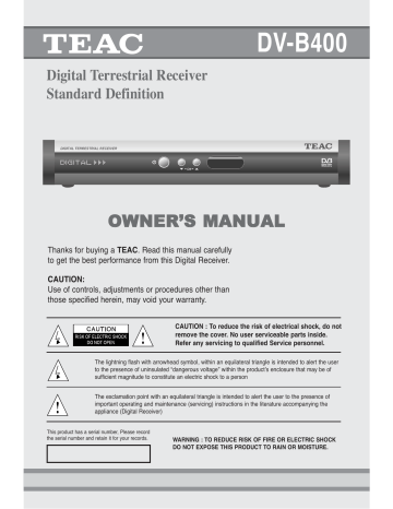 Teac DVB400 Owner's Manual | Manualzz Teac DVB400 Owner's Manual | Manualzz
