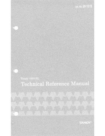 Tandy 1000 SL User manual Tandy 1000 SL User manual