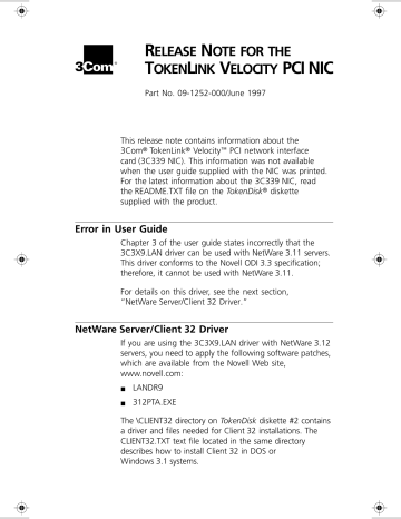 3com TokenLink 3C339 User manual 3com TokenLink 3C339 User manual