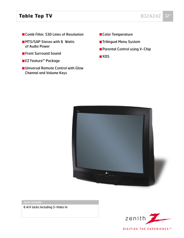Zenith B32A24Z Specification Zenith B32A24Z Specification