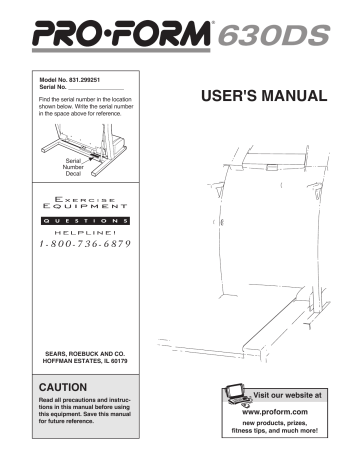 Pro-Form 630DS 831.299251 User manual Pro-Form 630DS 831.299251 User manual