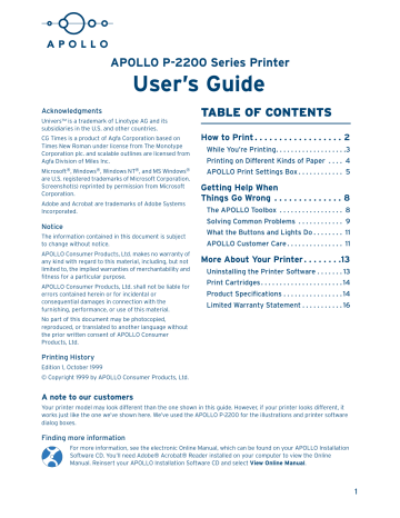 Apollo P-2200 Series User manual Apollo P-2200 Series User manual