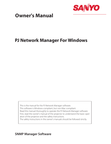 Sanyo PJ Network Manager Owner's Manual | Manualzz Sanyo PJ Network Manager Owner's Manual | Manualzz