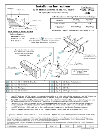 Draw Tite Class Iii Trailer Hitch Guide D Installation Manualzz