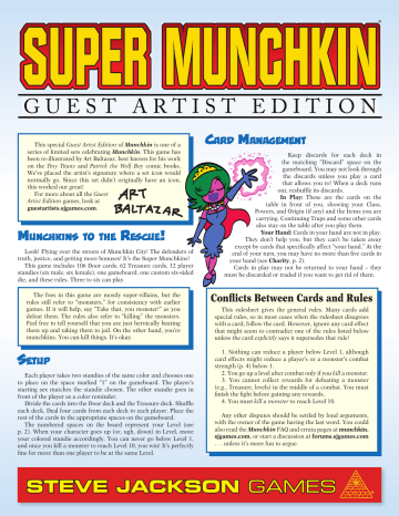 Munchkin Super Munchkin Guest Artist Edition Rules Manualzz