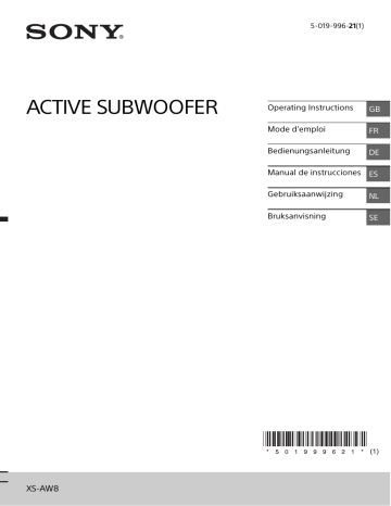 Sony XS-AW8 Owner's manual Sony XS-AW8 Owner's manual