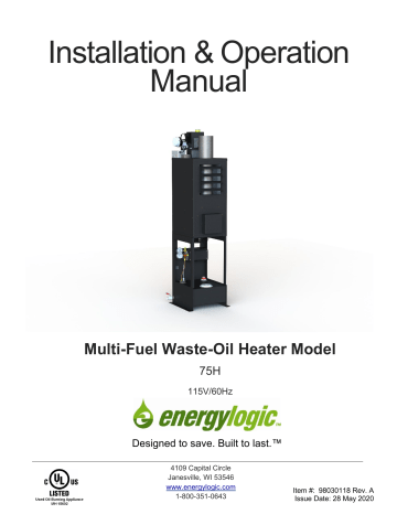 EnergyLogic Multi-Fuel Waste-Oil Heater 75H Installation & Operation Manual | Manualzz EnergyLogic Multi-Fuel Waste-Oil Heater 75H Installation & Operation Manual | Manualzz