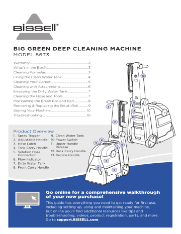 Bissell T Big Green Deep Cleaning Machine User Guide Manualzz