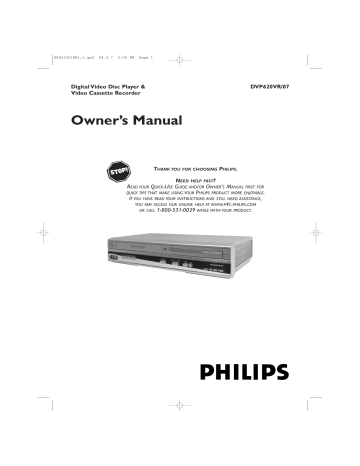 Philips DVP620VR-07B Owner's Manual | Manualzz Philips DVP620VR-07B Owner's Manual | Manualzz