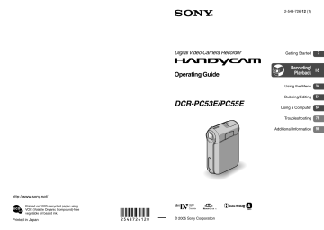 Sony DCR-PC53E Operating Guide | Manualzz Sony DCR-PC53E Operating Guide | Manualzz