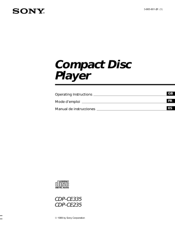 Sony CDP-CE235 Owner's Manual | Manualzz Sony CDP-CE235 Owner's Manual | Manualzz