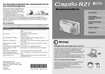 Ricoh Caplio RZ1 Bedienungsanleitung | Manualzz Ricoh Caplio RZ1 Bedienungsanleitung | Manualzz