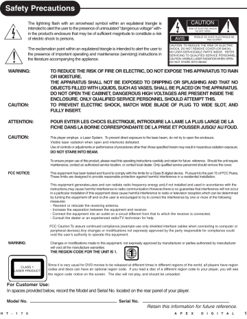 Apex Digital HT-170 Operating Instructions Manual | Manualzz Apex Digital HT-170 Operating Instructions Manual | Manualzz