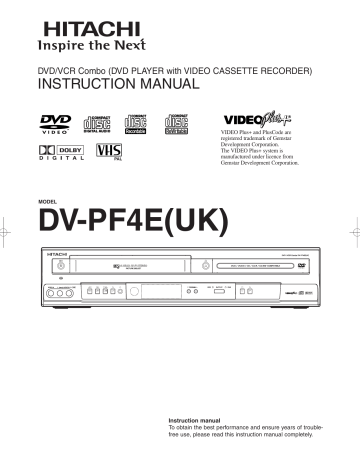 Hitachi DV-PF4E, DV-PF4EUK Instruction Manual | Manualzz