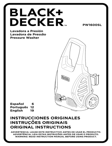 Black & Decker PW1600SL Pressure washer Instruction Manual | Manualzz