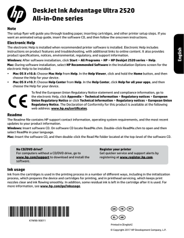 HP Deskjet Ink Advantage 2520hc All-in-One Printer series Guide d'installation | Manualzz HP Deskjet Ink Advantage 2520hc All-in-One Printer series Guide d'installation | Manualzz
