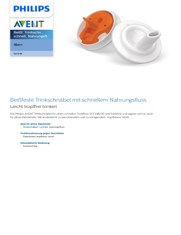 Avent SCF248/00 Avent Beißf. Trinkschn., schnell. Nahrungsfl. Produktdatenblatt | Manualzz Avent SCF248/00 Avent Beißf. Trinkschn., schnell. Nahrungsfl. Produktdatenblatt | Manualzz