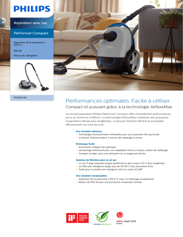 Philips Fc Performer Compact Aspirateur Avec Sac Fiche Technique