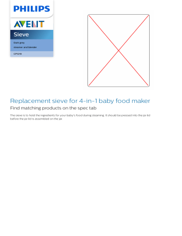 Avent CP1219/01 Avent Sieve Product Datasheet | Manualzz Avent CP1219/01 Avent Sieve Product Datasheet | Manualzz