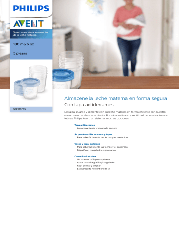 Avent SCF619/05 Avent Vaso para el almacenamiento de la leche materna Hoja de datos del producto | Manualzz Avent SCF619/05 Avent Vaso para el almacenamiento de la leche materna Hoja de datos del producto | Manualzz