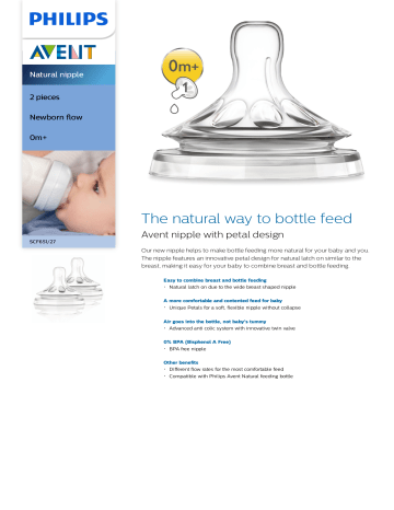 Avent SCF651/27 Avent Natural nipple Product Datasheet | Manualzz Avent SCF651/27 Avent Natural nipple Product Datasheet | Manualzz