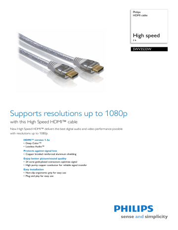Philips SWV3533W/37 HDMI cable Product Datasheet | Manualzz