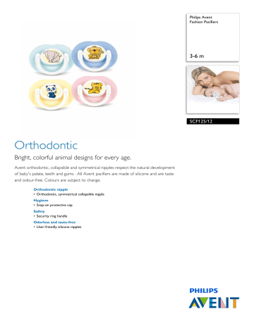 Avent SCF125/12 Avent Fashion Pacifiers Product Datasheet | Manualzz Avent SCF125/12 Avent Fashion Pacifiers Product Datasheet | Manualzz