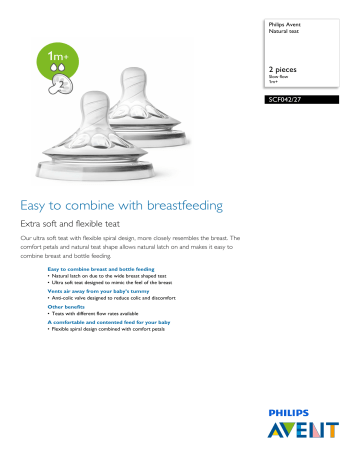 Avent SCF042/27 Avent Natural teat Product Datasheet | Manualzz Avent SCF042/27 Avent Natural teat Product Datasheet | Manualzz