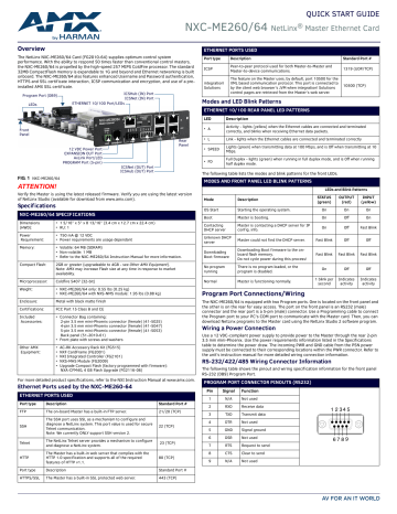 AMX NetLinx NXC-ME260/64 Quick Start Manual | Manualzz AMX NetLinx NXC-ME260/64 Quick Start Manual | Manualzz