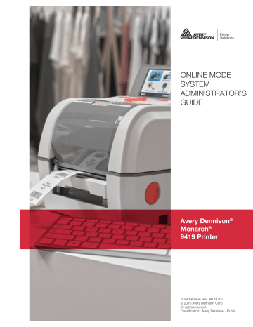 Avery Dennison 9419 Administrator's Guide | Manualzz Avery Dennison 9419 Administrator's Guide | Manualzz