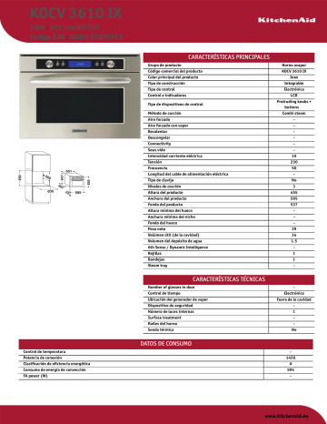 KitchenAid KOCV 3610 IX Oven Product Data Sheet | Manualzz KitchenAid KOCV 3610 IX Oven Product Data Sheet | Manualzz