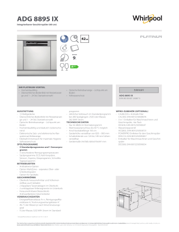 Whirlpool Adg Ix Dishwasher Product Data Sheet Manualzz