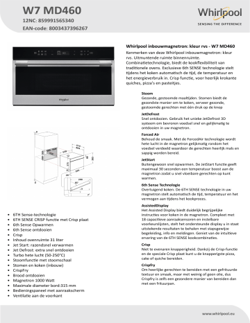 Whirlpool W Md Microwave Product Data Sheet Manualzz