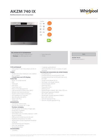 Whirlpool Akzm Ix Oven Product Data Sheet Manualzz