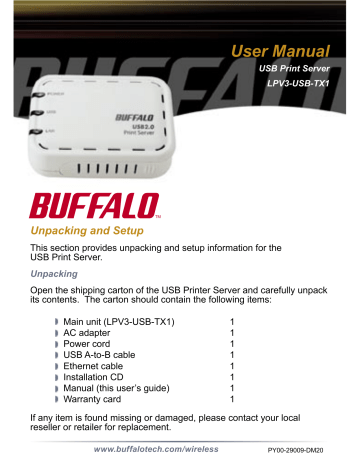 Buffalo LPV3-USB-TX1 User Manual | Manualzz