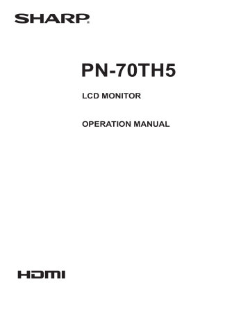 Sharp PN70TH5 LCD Monitor Owner's Manual | Manualzz Sharp PN70TH5 LCD Monitor Owner's Manual | Manualzz