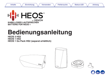 Denon HEOS 3 HS2, HEOS 1 HS2, HEOS 1 Go Pack KABELLOSER LAUTSPRECHER, BATTERIE FÜR HEOS 1 Bedienungsanleitung | Manualzz