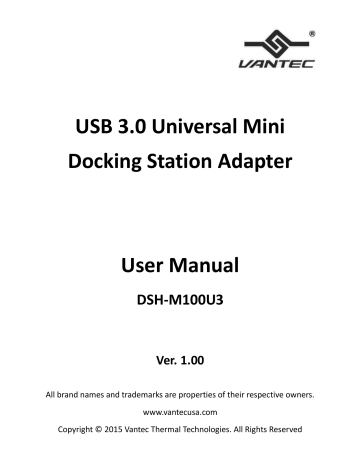 Vantec DSH-M100U3 User Manual | Manualzz Vantec DSH-M100U3 User Manual | Manualzz