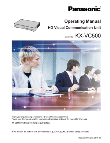 Panasonic KX-VC500 Operating Manual | Manualzz